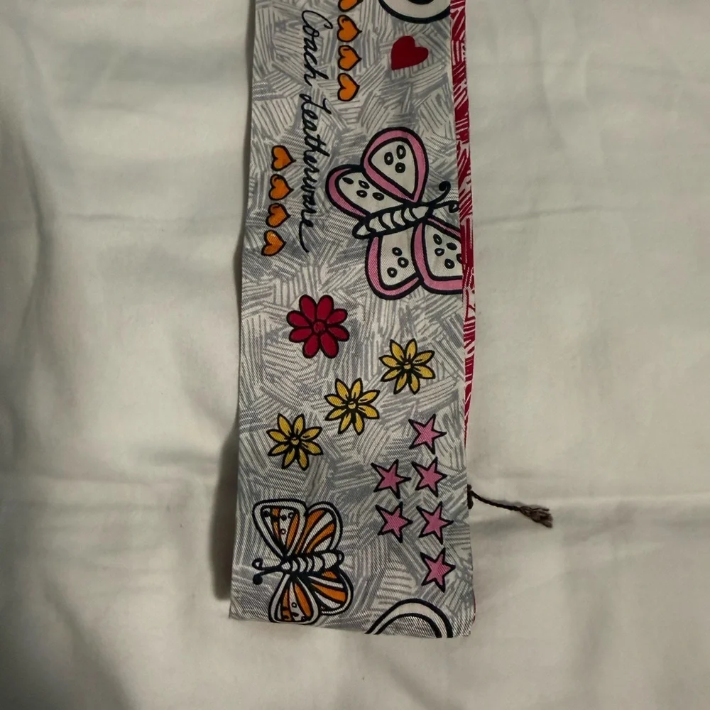 Coach Poppy (Hair or Bag scarf) very Rare Colorful Graphic 💯 Silk Scarf! 💞